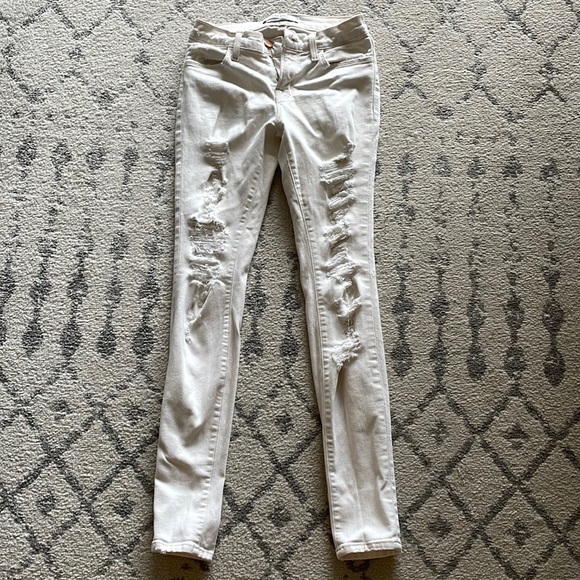 J brand stretch and distressed cream jeans size 25 - Picture 1 of 7
